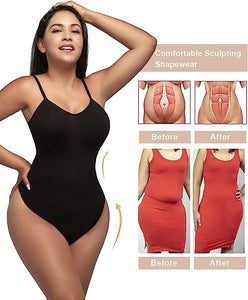 SHAPERX Bodysuit for Women Tummy Control Shapewear Seamless Sculpting Thong Body Shaper Tank Top