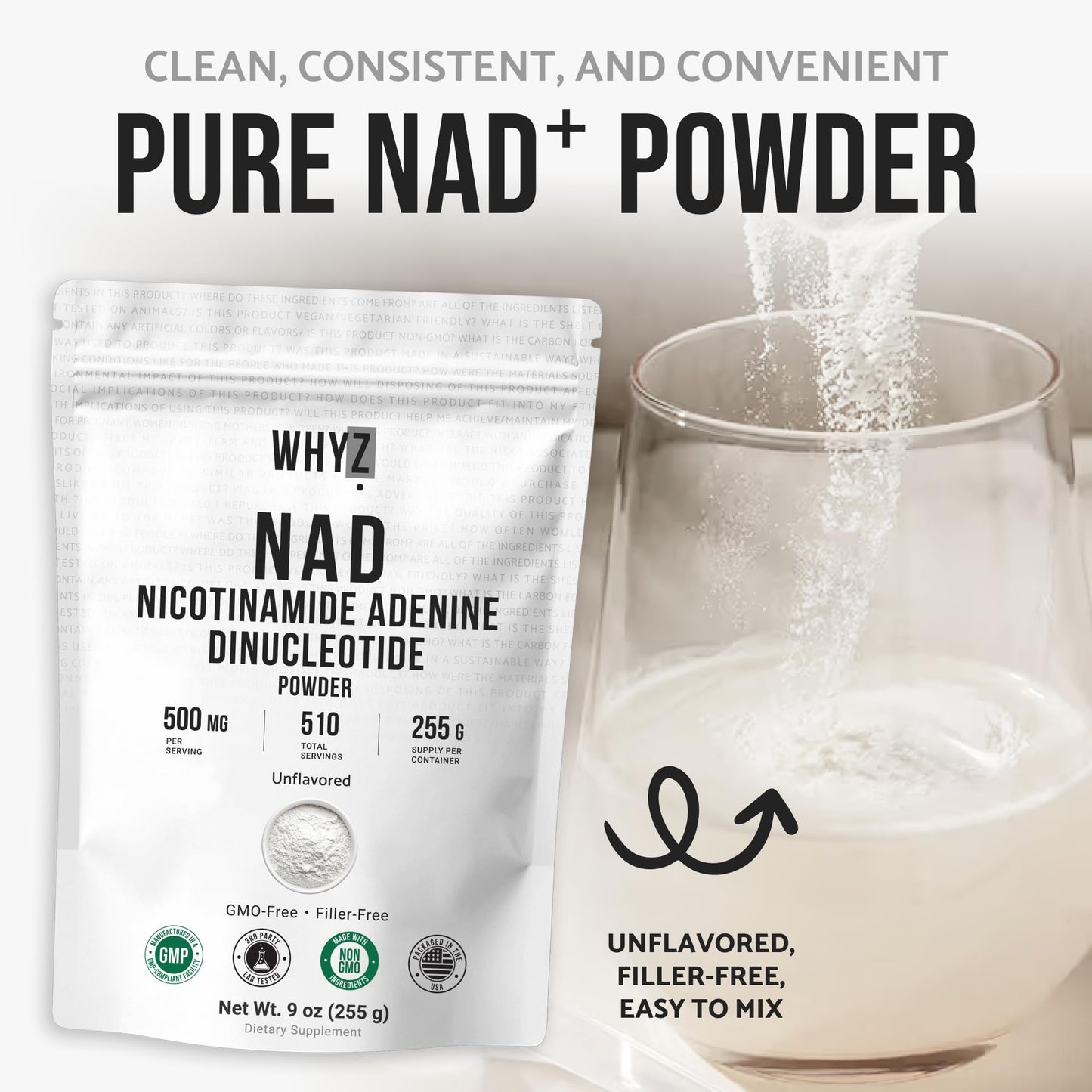 Pure NAD Powder Nicotinamide Adenine Dinucleotide Supplement Unflavored and Gluten-Free…