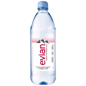 evian Natural Spring Water, Naturally Filtered Spring Water in Large Bottles, 33.81 Fl Oz (Pack of 12)