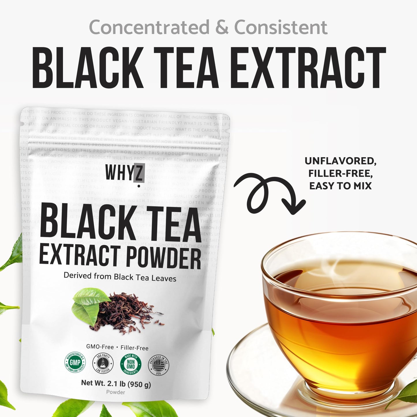 Instant Black Tea Extract Powder, Unsweetened Iced Tea Extract from Real Black Tea Leaves…