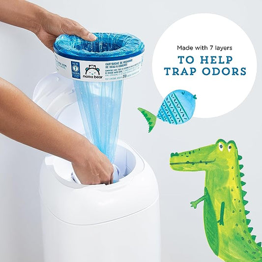 Amazon Brand - Mama Bear Diaper Pail Refills for Diaper Genie Pails, 1080 Count (4 Packs of 270 Count)