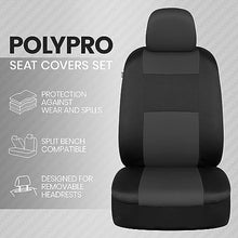 Load image into Gallery viewer, BDK PolyPro Car Seat Covers Full Set in Charcoal on Black – Front and Rear Split Bench Seat Covers for Cars, Easy to Install Car Seat Cover Set, Car Accessories for Auto Trucks Van SUV