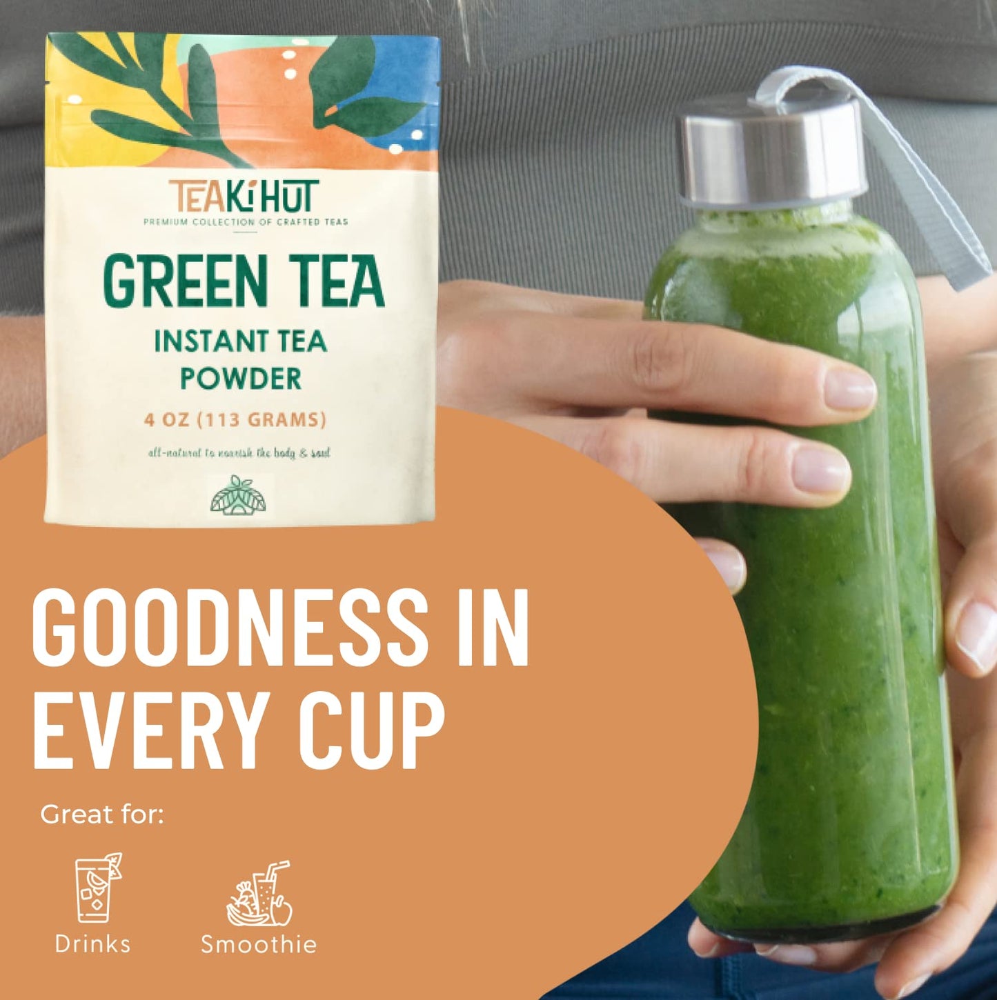TEAki Hut Instant Green Tea Powder, Refreshing Unsweetened Drink mix, Premium Green Tea…