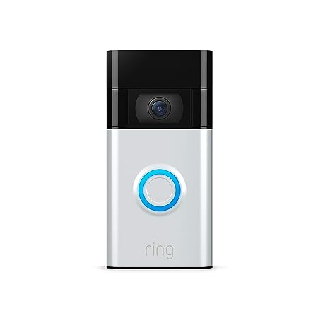 Ring Video Doorbell - 1080p HD video, real-time home monitoring, privacy controls, simple setup, Works with Alexa | Satin Nickel