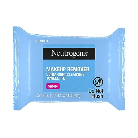 Neutrogena Makeup Remover Wipes Singles, Daily Facial Cleanser Towelettes, Gently Removes Oil & Makeup, Alcohol-Free Makeup Wipes, Individually Wrapped, 20 ct