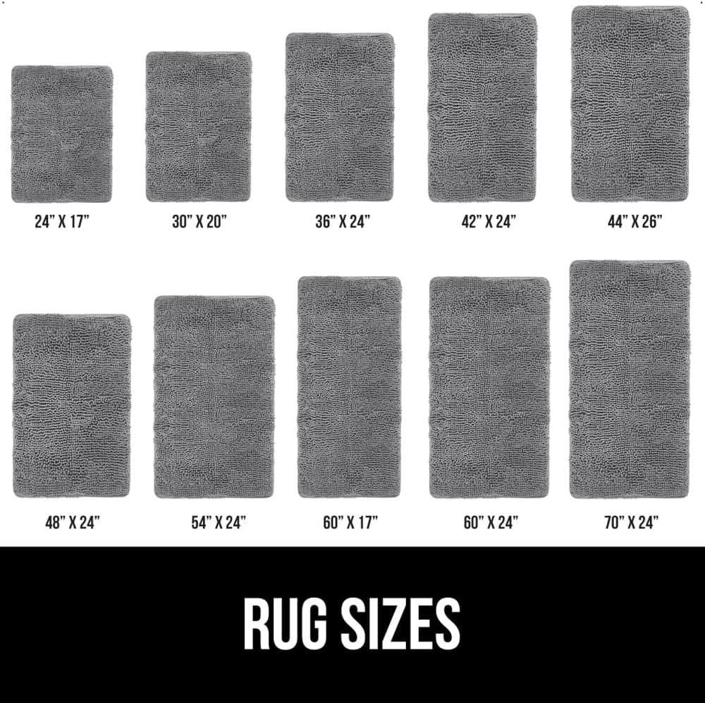 Gorilla Grip Bath Rug 24x17, Thick Soft Absorbent Chenille, Rubber Backing Quick Dry Microfiber Mats, Machine Washable Rugs for Shower Floor, Bathroom Runner Bathmat Accessories Decor, Grey