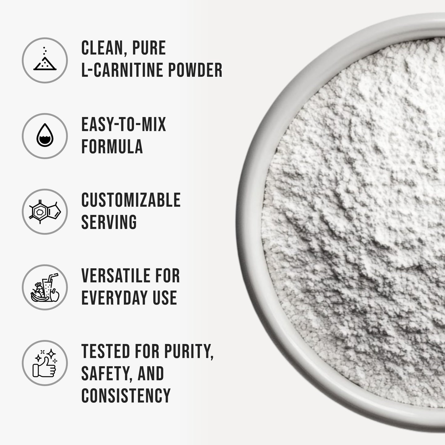 L-Carnitine Powder Unflavored Carnitine Supplement Amino Acid Powder for Nutrition and…