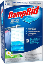 Load image into Gallery viewer, DampRid Fresh Scent Hanging Moisture Absorber, 16 oz., 3 Pack - Eliminates Musty Odors for Fresher, Cleaner Air, Ideal for Closet, 14% More Moisture Absorbing Power*- Blue