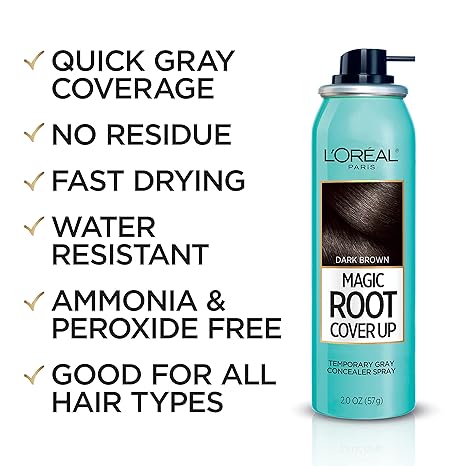 L'Oreal Paris Magic Root Cover Up Gray Concealer Spray Dark Brown 2 oz