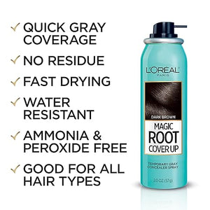 L'Oreal Paris Magic Root Cover Up Gray Concealer Spray Dark Brown 2 oz
