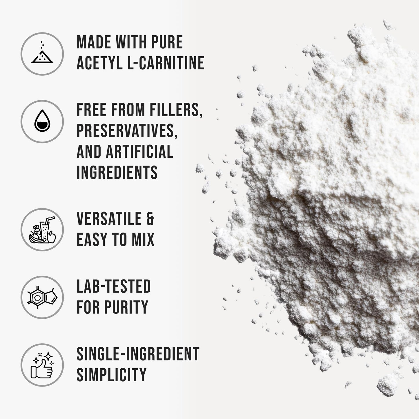 Pure Acetyl L-Carnitine Powder (ALCAR) Unflavored Acetyl-L-Carnitine HCl Supplement…