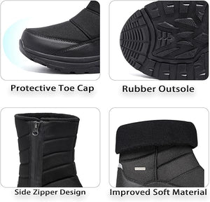 SILENTCARE Mens Winter Mid-Calf Snow Boot Fur Warm Waterproof Slip On Outdoor Athletic