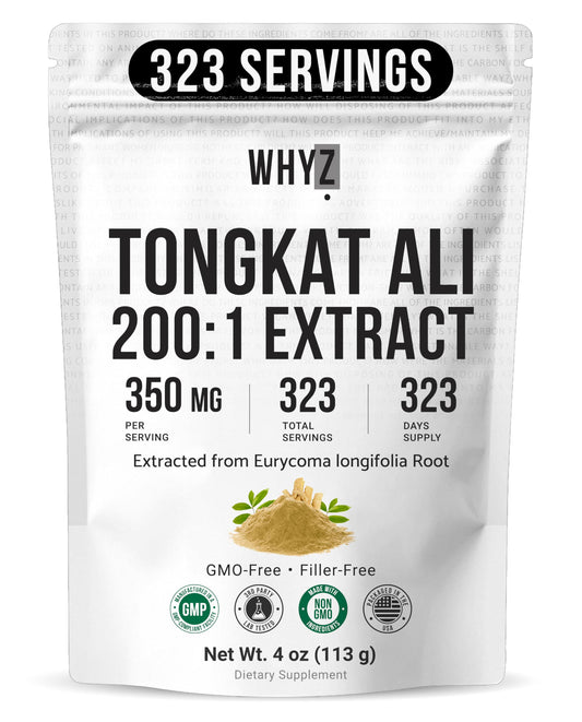 WHYZ Tongkat Ali Extract Powder, Pure Longjack 200:1 Extract Eurycoma longifolia,…
