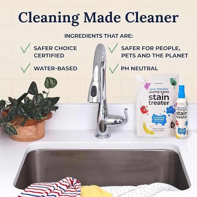 Miss Mouth's Messy Eater Stain Treater Spray - 4oz Stain Remover - Newborn & Baby Essentials - No Dry Cleaning Food, Grease, Coffee Off Laundry, Underwear, Fabric