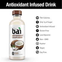 Load image into Gallery viewer, Bai Coconut Flavored Water, Molokai Coconut, Antioxidant Infused Drinks, 18 Fluid Ounce Bottles, (Pack of 12)