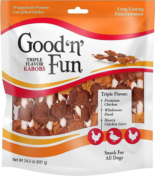 Good'N'Fun Triple Flavored Rawhide Kabobs for Dogs, 1.5 Pound (Pack of 1)