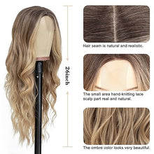 Load image into Gallery viewer, NAYOO Long Ombre Blonde Wavy Wig for Women 26 Inch Middle Part Curly Wavy Wig Natural Looking Synthetic Heat Resistant Fiber Wig for Daily Party Use (Ombre Blonde)