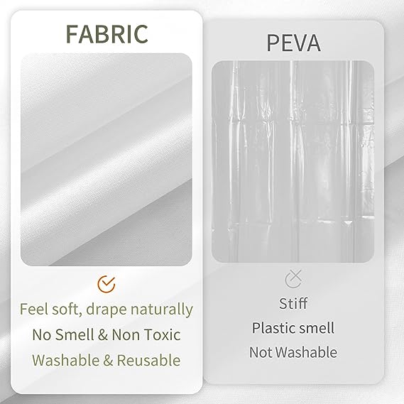 ALYVIA SPRING Waterproof Fabric Shower Curtain Liner with 3 Magnets - Soft Hotel Quality Cloth Shower Liner, Light-Weight & Machine Washable - Standard Size 72x72, White