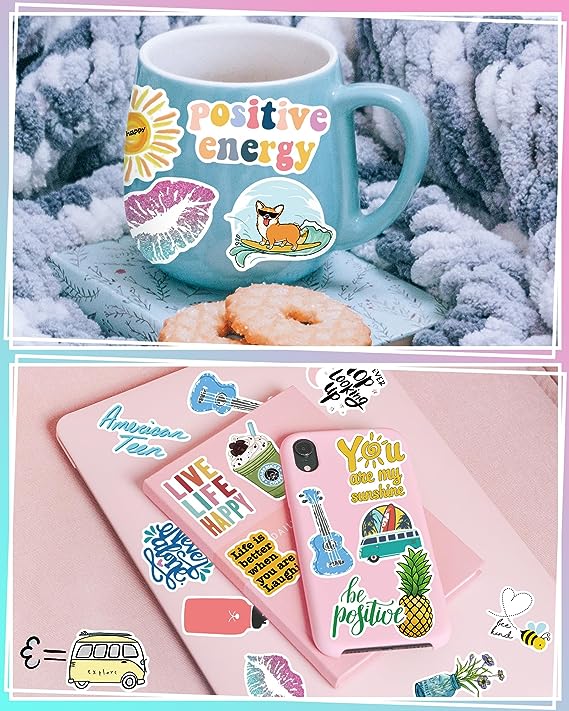 Bekayshad Stickers for Water Bottles, 100 Pack/PCS Cute Vsco Vinyl Aesthetic Waterproof Stickers Laptop Hydroflask Skateboard Computer Stickers for Teens Kids Girls