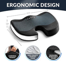 Load image into Gallery viewer, ComfiLife Gel Enhanced Seat Cushion - Non-Slip Orthopedic Gel &amp; Memory Foam Coccyx Cushion for Tailbone Pain - Office Chair Car Seat Cushion - Sciatica &amp; Back Pain Relief (Black)