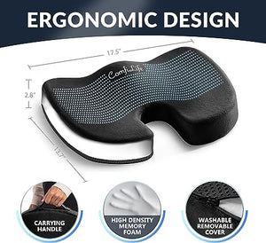 ComfiLife Gel Enhanced Seat Cushion - Non-Slip Orthopedic Gel & Memory Foam Coccyx Cushion for Tailbone Pain - Office Chair Car Seat Cushion - Sciatica & Back Pain Relief (Black)