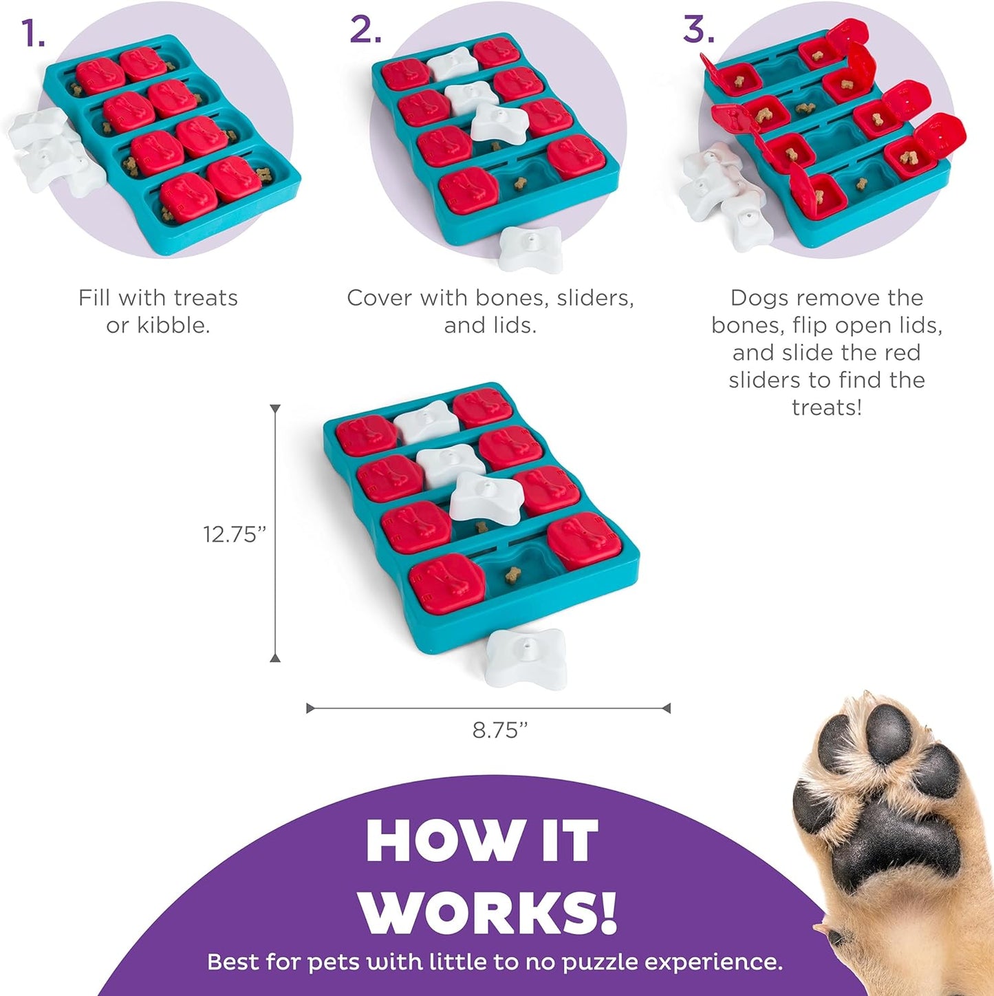 Outward Hound Nina Ottosson Dog Brick Interactive Treat Puzzle Dog Toy, Intermediate