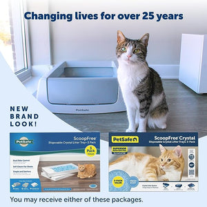 PetSafe ScoopFree Crystal Litter Tray Refills, Premium Blue Crystals, 3-Pack, Disposable Tray, Includes Leak Protection & Low Tracking Litter, Absorbs Odors On Contact