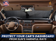 Load image into Gallery viewer, EcoNour Car Windshield Sun Shade, Reflector Sunshade Offers Ultimate Protection for Car Interior, Cool Car Reflective Sun Blocker Fits Small Sedans, Mini SUVs, &amp; Hatchbacks, Medium (64 in x32 in)