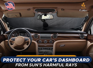 EcoNour Car Windshield Sun Shade, Reflector Sunshade Offers Ultimate Protection for Car Interior, Cool Car Reflective Sun Blocker Fits Small Sedans, Mini SUVs, & Hatchbacks, Medium (64 in x32 in)