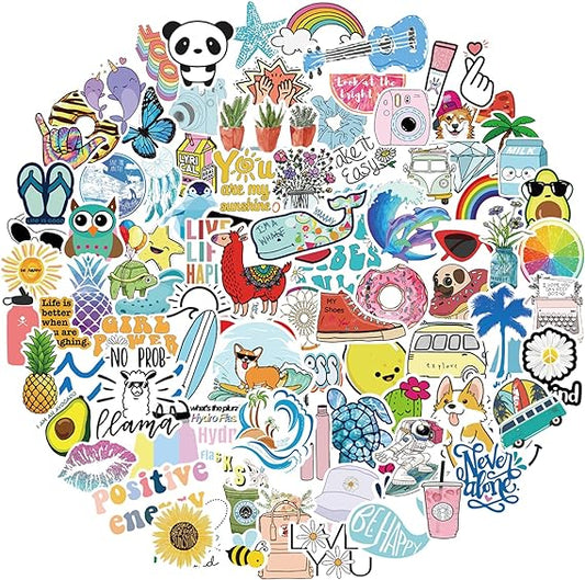 Bekayshad Stickers for Water Bottles, 100 Pack/PCS Cute Vsco Vinyl Aesthetic Waterproof Stickers Laptop Hydroflask Skateboard Computer Stickers for Teens Kids Girls