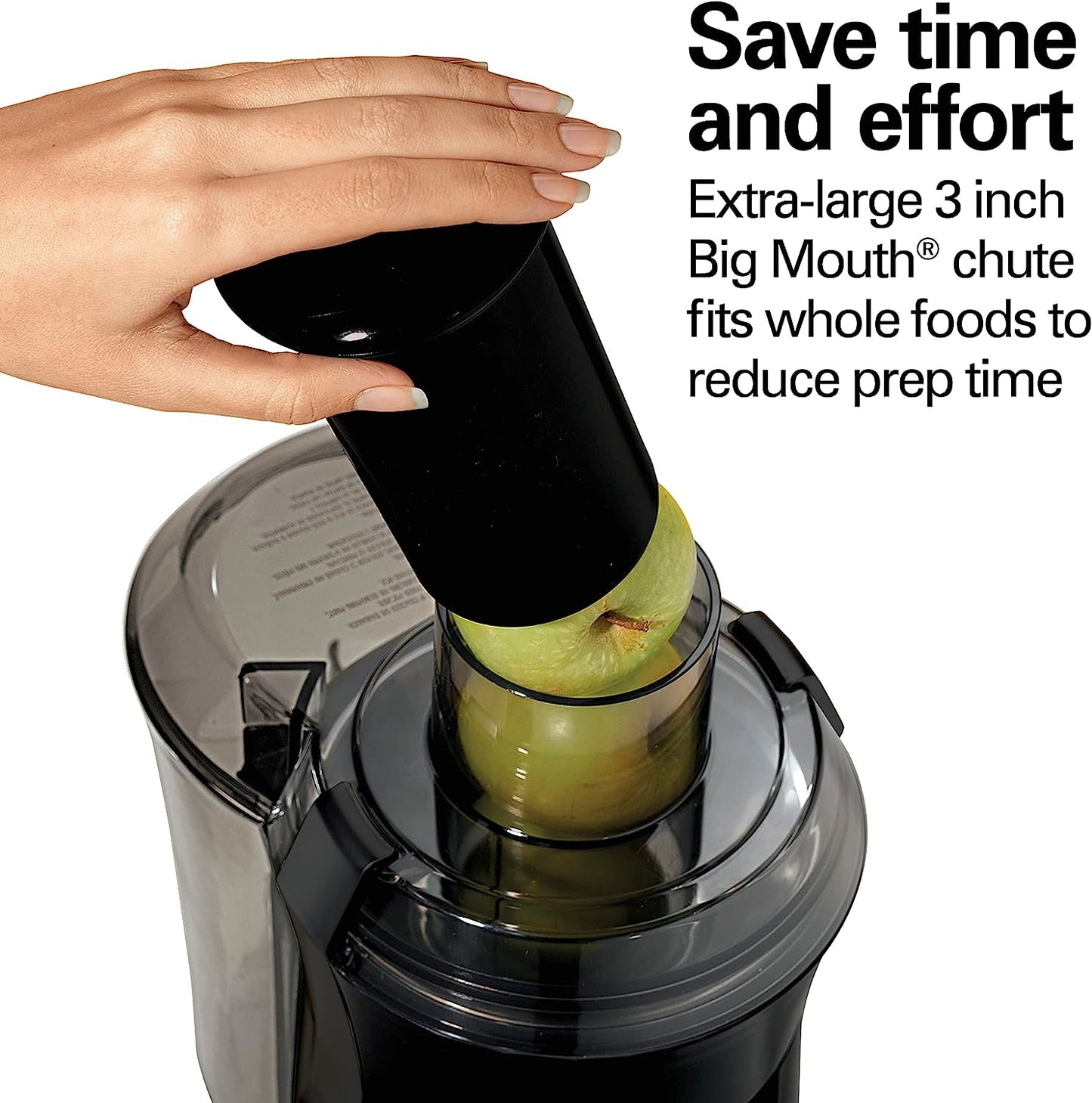 Hamilton Beach Juicer Machine, Big Mouth Large 3” Feed Chute for Whole Fruits and Vegetables, Easy to Clean, Centrifugal Extractor, BPA Free, 800W Motor, Black