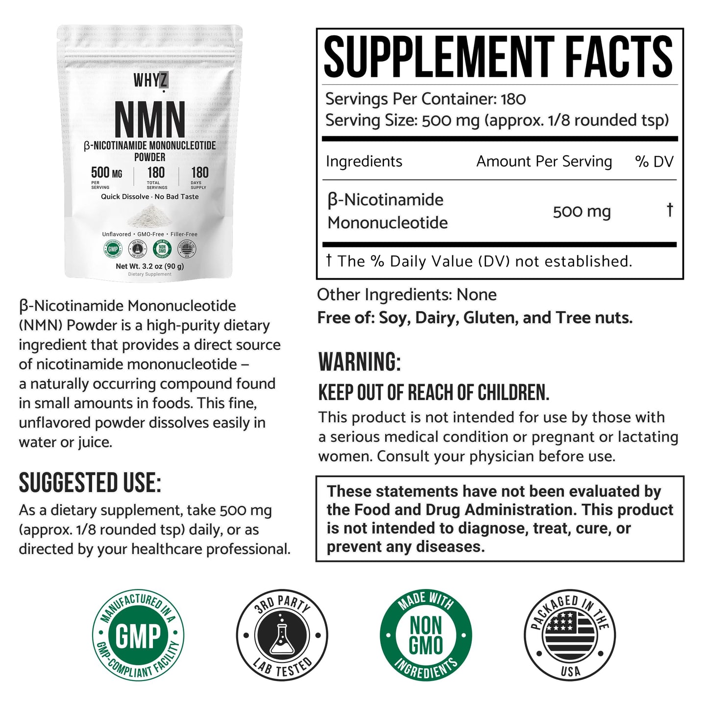 Pure NMN Powder Nicotinamide Mononucleotide Quick Dissolved NMN Supplement Powder 100%…