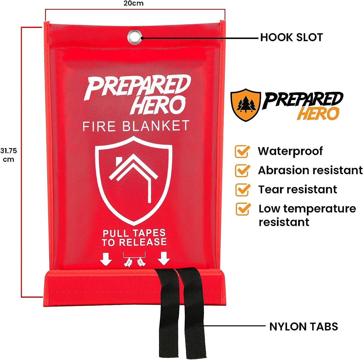 Prepared Hero Emergency Fire Blanket - 4 Pack - Fire Suppression Blanket for Kitchen, 40” x 40” Fire Blanket for Home, Fiberglass Fire Blanket