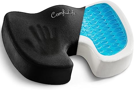 ComfiLife Gel Enhanced Seat Cushion - Non-Slip Orthopedic Gel & Memory Foam Coccyx Cushion for Tailbone Pain - Office Chair Car Seat Cushion - Sciatica & Back Pain Relief (Black)