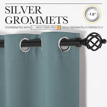 Load image into Gallery viewer, NICETOWN Modern Greyish Blue Blackout Curtains Noise Reducing, Thermal Insulated and Privacy Room Darkening Drape Panels for Boy&#39;s Guest Room Door Small Short Window (2 Panels, W42 x L63 -Inch)