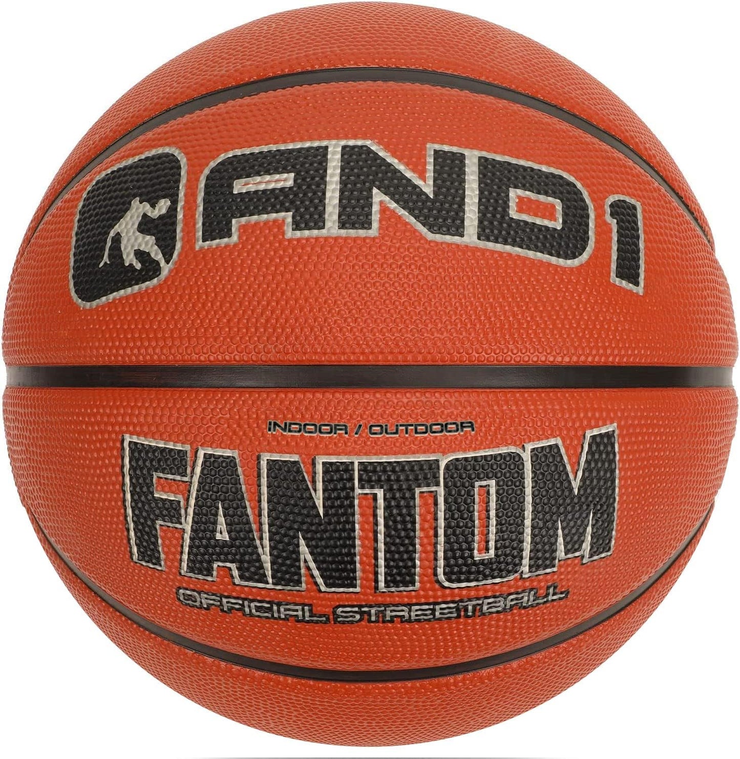 AND1 Fantom Rubber Basketball: Official Regulation Size 7 (29.5 inches) Rubber Basketball - Deep Channel Construction Streetball, Made for Indoor Outdoor Basketball Games
