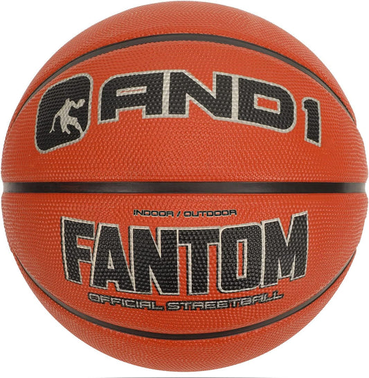 AND1 Fantom Rubber Basketball: Official Regulation Size 7 (29.5 inches) Rubber Basketball - Deep Channel Construction Streetball, Made for Indoor Outdoor Basketball Games