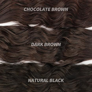 KooKaStyle Invisible Wire Hair Extensions with Transparent Wire Adjustable Size 4 Secure Clips Long Wavy Secret Hairpiece 20 Inch Dark Brown for Women