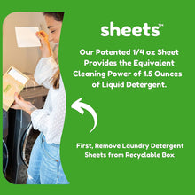 Load image into Gallery viewer, Sheets Laundry Club - As Seen on Shark Tank - Laundry Detergent - (Up to 100 Loads) 50 Laundry Sheets- Fresh Linen Scent - No Plastic Jug - New Liquid-Less Technology - Lightweight - Easy To Use