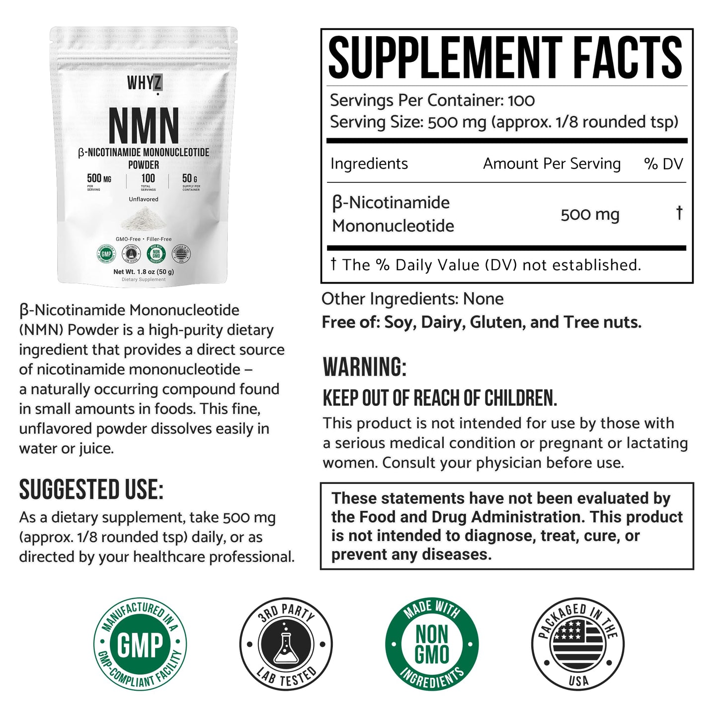 Pure NMN Powder Nicotinamide Mononucleotide Quick Dissolved NMN Supplement Powder 100%…