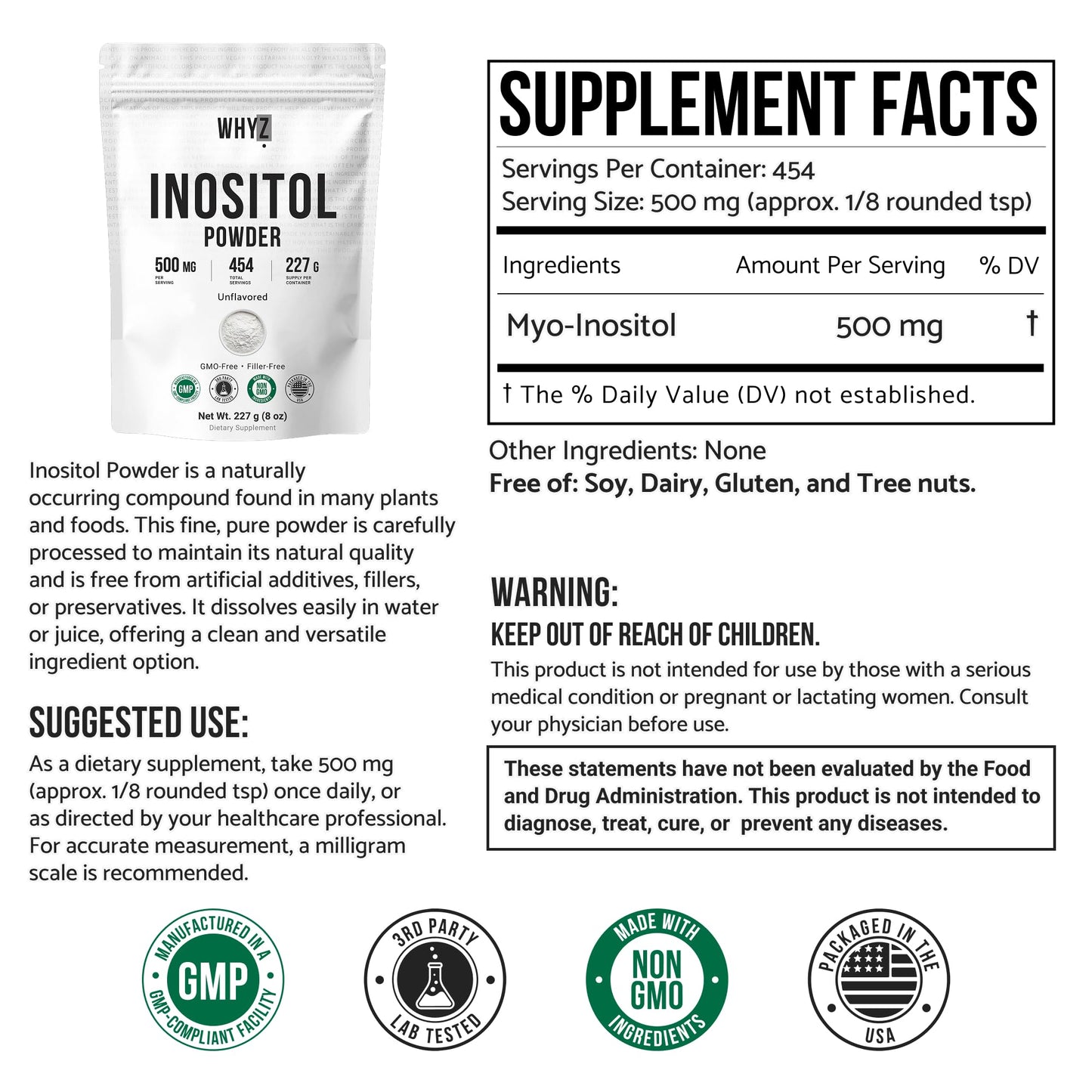 Inositol Powder 8oz, Natural Inositol Supplement for Ovarian Support, Fertility and…