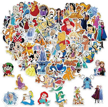 Load image into Gallery viewer, 100Pcs Kids Disney Stickers Pack Princess Stickers Cute Cartoon Characters Stickers Cartoon Movie Decal Childrens Decorative Sticker for Kids Teens Adults Waterproof Vinyl Princess Stickers for Water Bottle Laptop Luggage (Cartoon Characters)