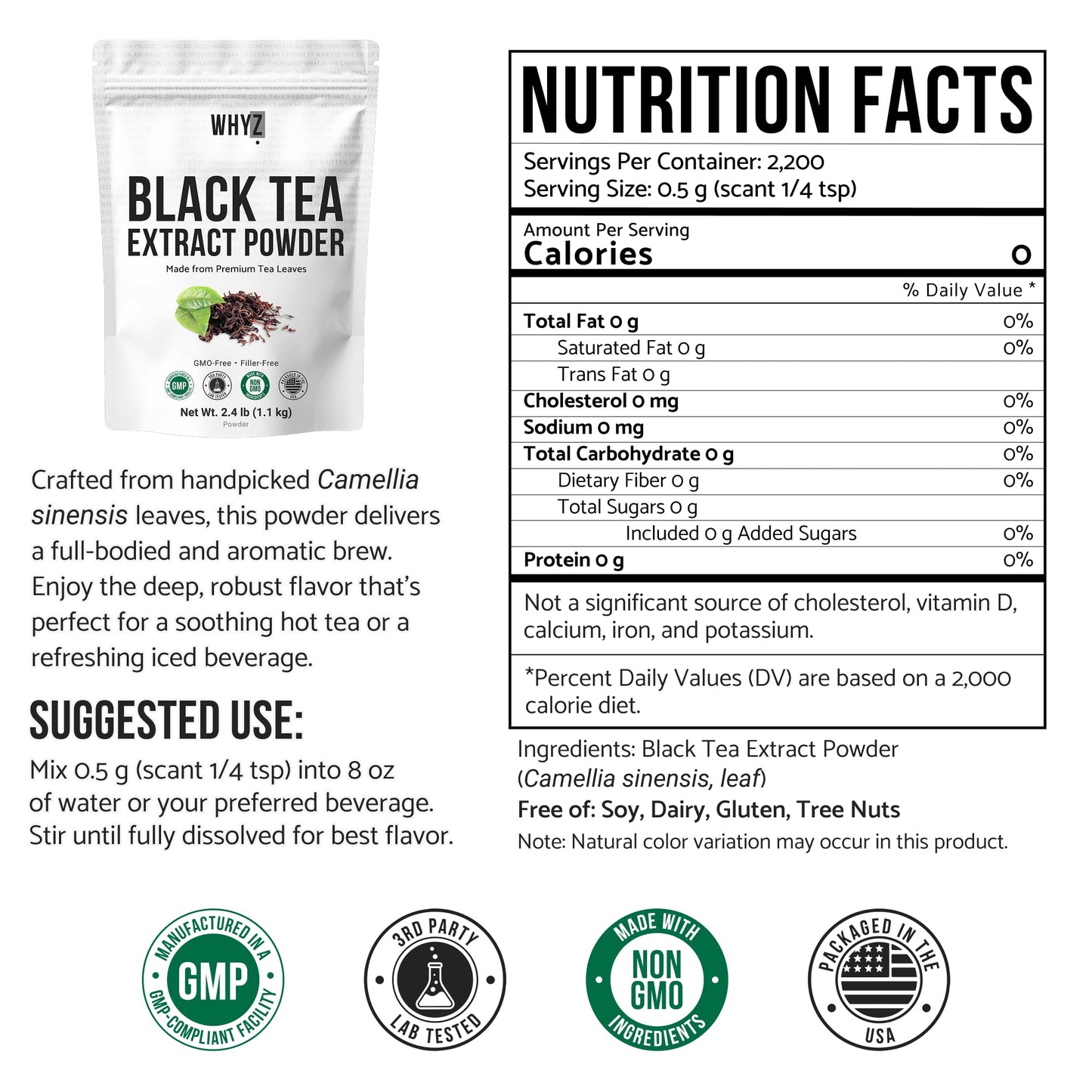 Instant Black Tea Powder, Pure Black Tea for Hot and Cold Beverages, Refreshing Black…