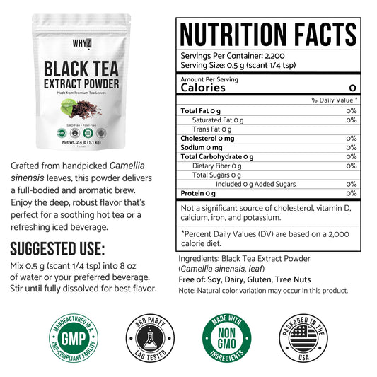 Instant Black Tea Powder, Pure Black Tea for Hot and Cold Beverages, Refreshing Black…