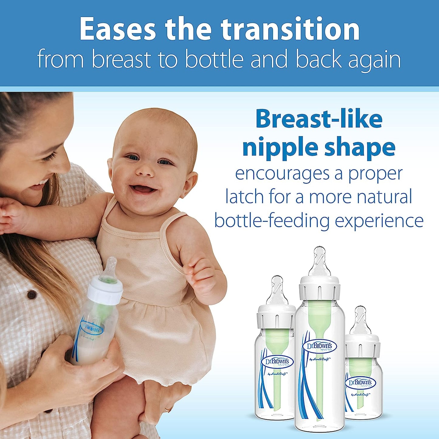 Dr. Brown’s Natural Flow Level 2 Narrow Baby Bottle Silicone Nipple, Medium Flow, 3m+, 100% Silicone Bottle Nipple, 6 Count (Pack of 1)