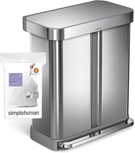 simplehuman Code H Custom Fit Drawstring Trash Bags, 100 Count, 30-35 Liter / 8-9 Gallon, White