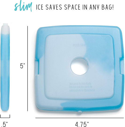 Cool Coolers by Fit + Fresh, 4 Pack Slim Ice Packs, Space Saving Reusable Ice Packs for Lunch Boxes or Coolers, Single Pack