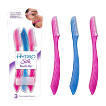 Load image into Gallery viewer, Schick Hydro Silk Touch-Up Exfoliating Dermaplaning Tool, Face &amp; Eyebrow Razor with Precision Cover- 3 Count | Dermaplaning Razor For Women