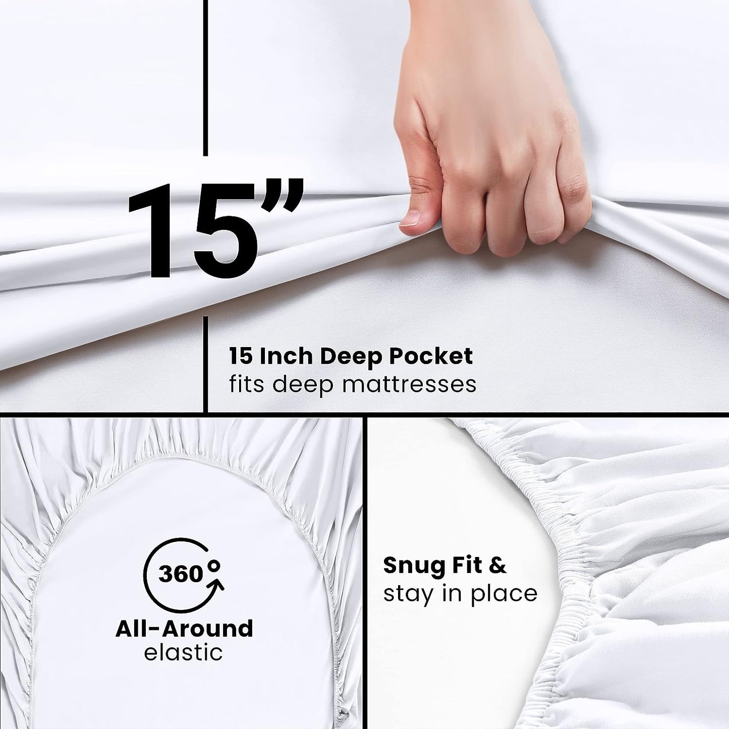 Utopia Bedding Queen Fitted Sheet - Bottom Sheet - Deep Pocket - Soft Microfiber -Shrinkage and Fade Resistant-Easy Care -1 Fitted Sheet Only (White)