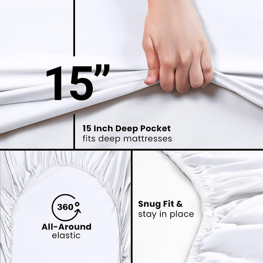 Utopia Bedding Queen Fitted Sheet - Bottom Sheet - Deep Pocket - Soft Microfiber -Shrinkage and Fade Resistant-Easy Care -1 Fitted Sheet Only (White)